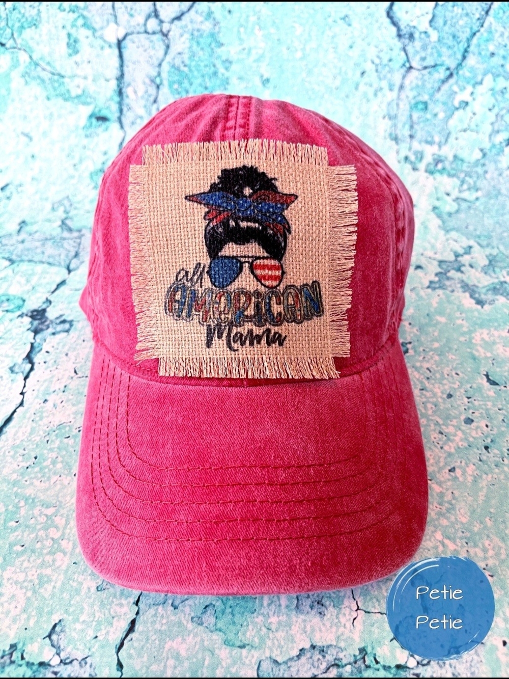 Red "American Mama" Patch Baseball Cap